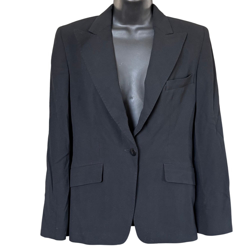 MaxMara Classic Black Blazer 100% Wool Made in Italy Sz 4 Office Business Casual
